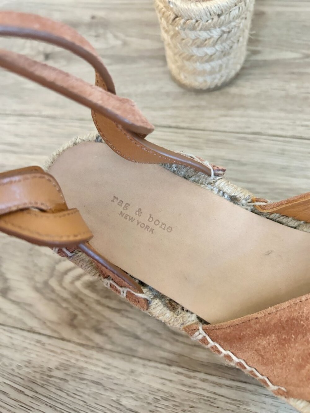 Rag & Bone Hera Suede Espadrille Wedge Sandal in Tan Brown Platform EU 38/US 8 - Picture 9 of 12